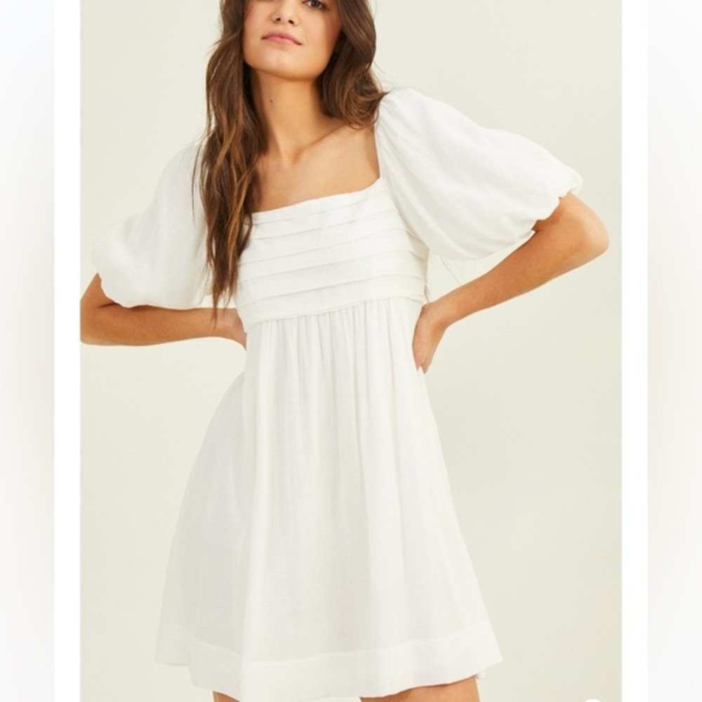 Altar'd State White Puff Sleeve Mini Dress